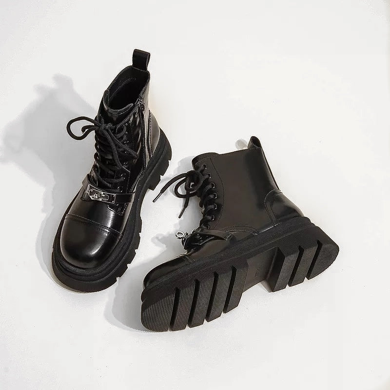 RIMA BLACK LACE UP ANKLE BOOTS